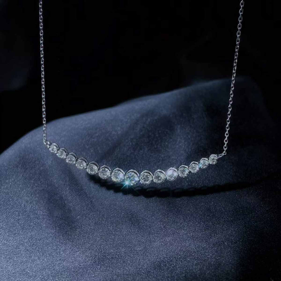 Natural White Diamond Smile Necklace D1.35ct,H VS 18K