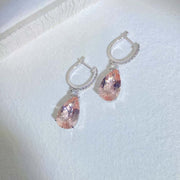 Natural Morganite Diamond Earrings D6.19ct d0.38ct. 18K Lotus Color