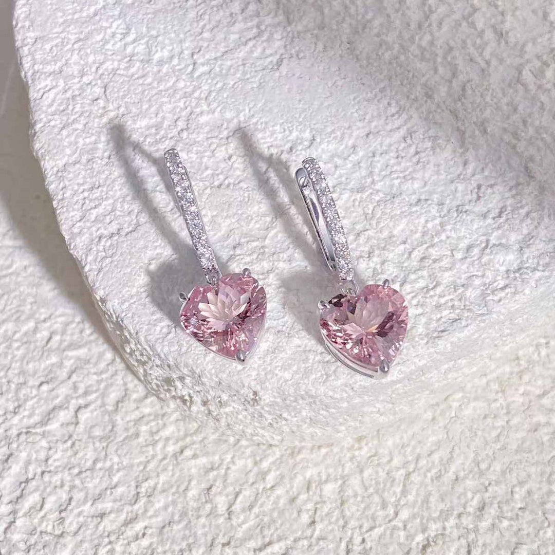 Natural Morganite Diamond Earrings D4.49ct d0.21ct. 18K Cherry Blossom Color