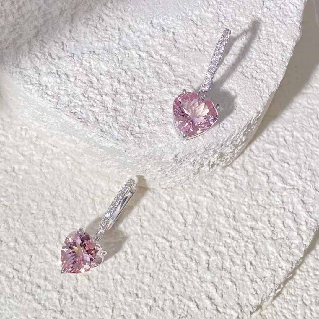 Natural Morganite Diamond Earrings D4.49ct d0.21ct. 18K Cherry Blossom Color