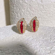 Natural Ruby Retro Hoop Earrings. D0.68ct d0.36ct,18K Pigeon Blood