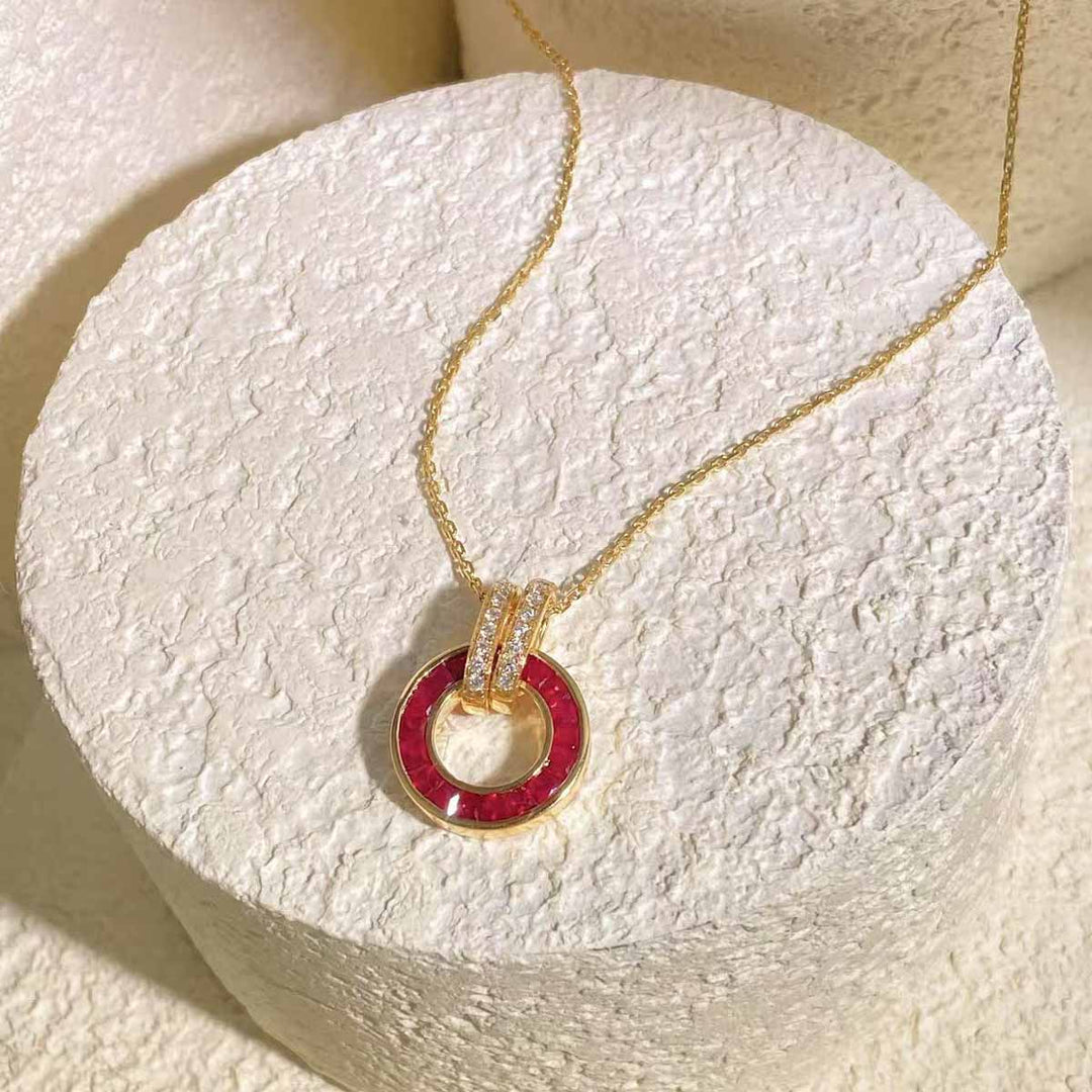Natural Ruby Convertible Donut Necklace D1.09ct d0.12ct,18KMozambique Pigeon Blood