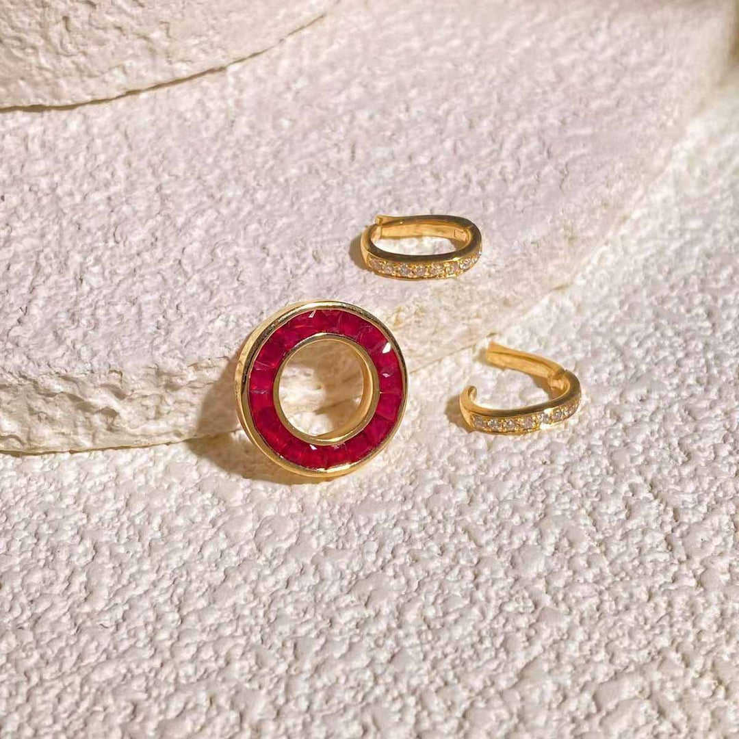 Natural Ruby Convertible Donut Necklace D1.09ct d0.12ct,18KMozambique Pigeon Blood