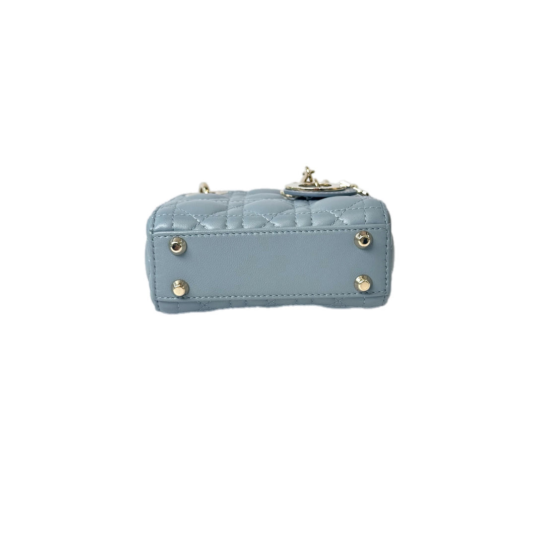 Dior Lady Dior Micro Cloud Blue Bag