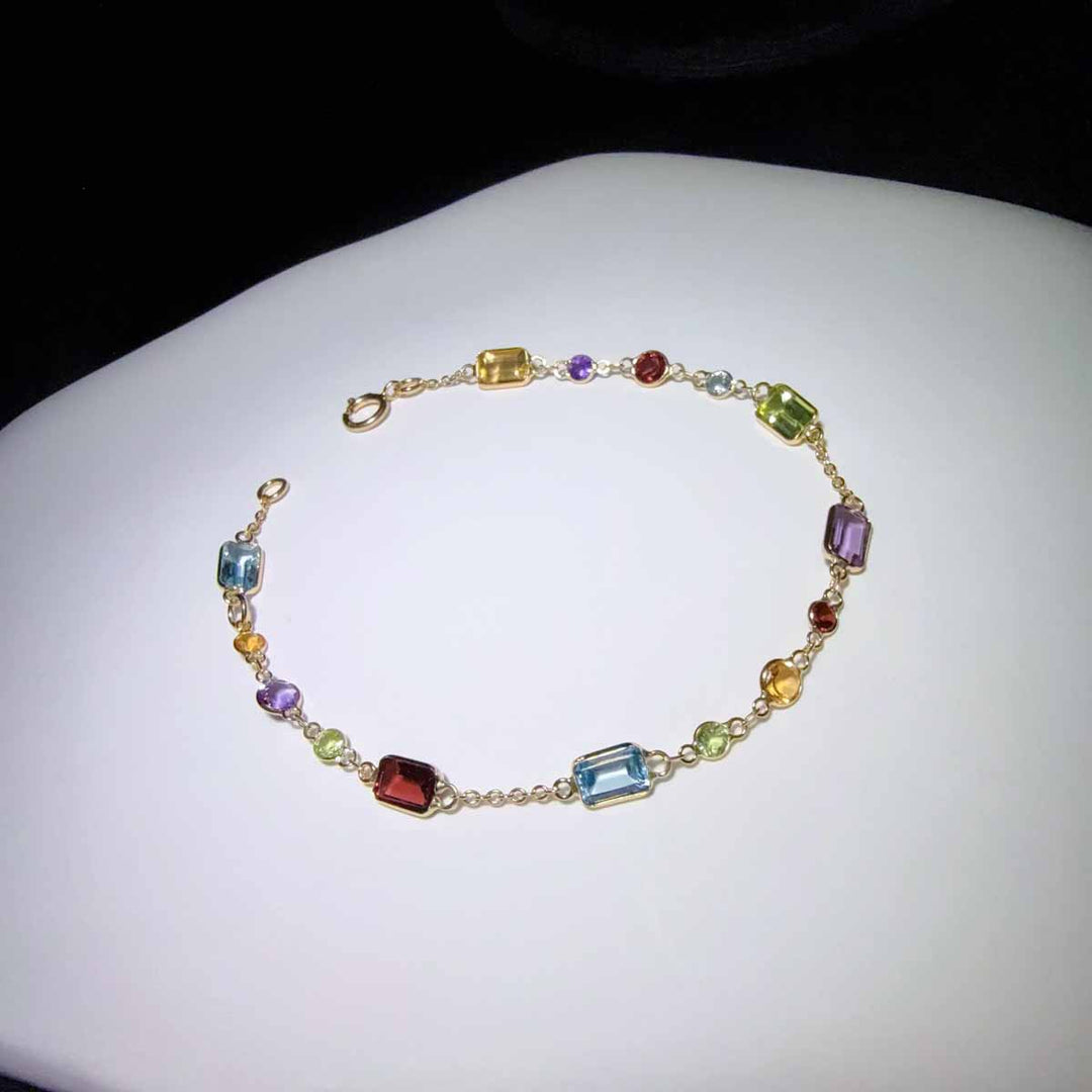 Natural Gemstone Bracelet 5.11ct, 18K Gold