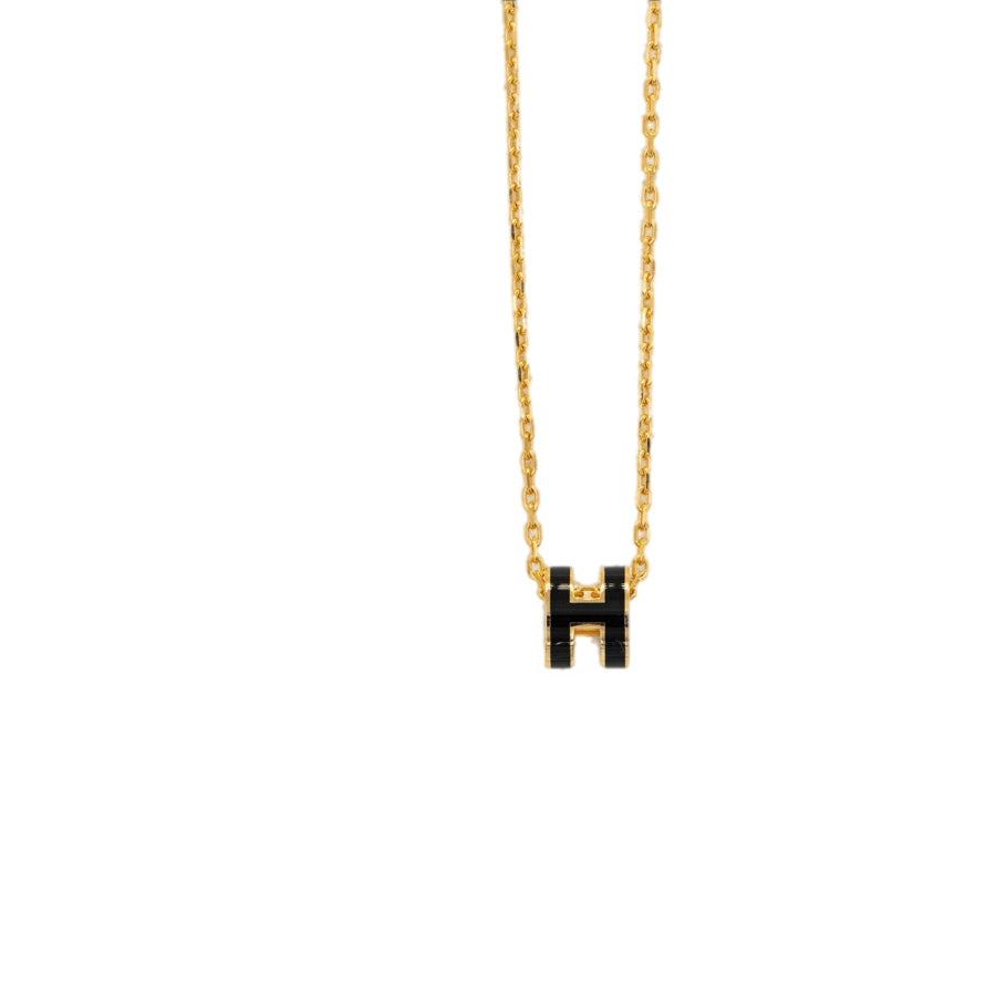 Hermes Large H Pop Black GHW Necklace