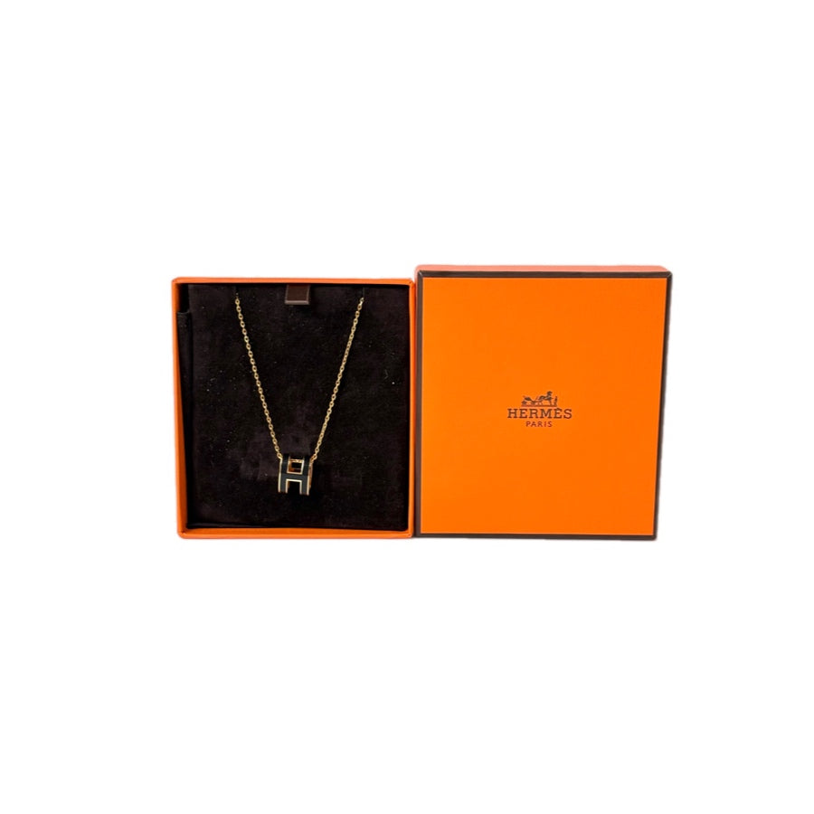 Hermes Large H Pop Black GHW Necklace