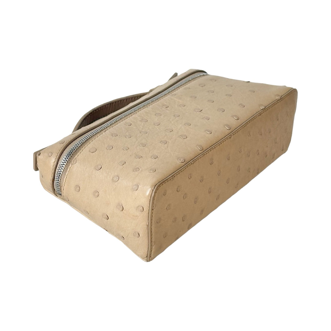 Loro Piana Extra Pocket L19 Pouch Beige Ostrich Bag