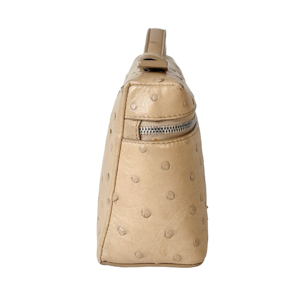 Loro Piana Extra Pocket L19 Pouch Beige Ostrich Bag