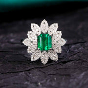 Columbia Minor Oil Natural Muzo Green Emerald Stone Ring 1.25ct, Diamond 0.67ct Platinum (PT950)