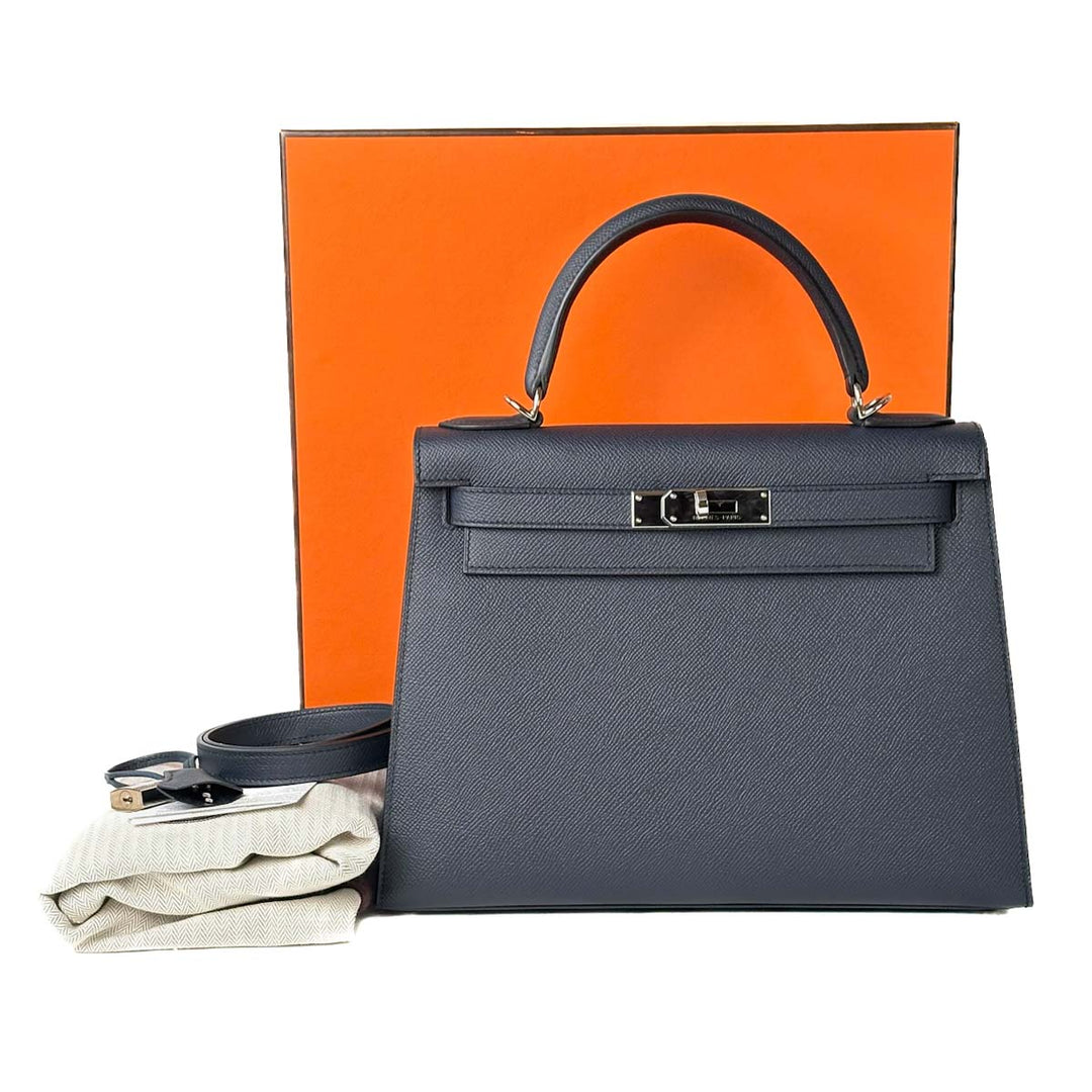 Hermes Kelly 28cm Bag Epsom 76 Blue Indigo