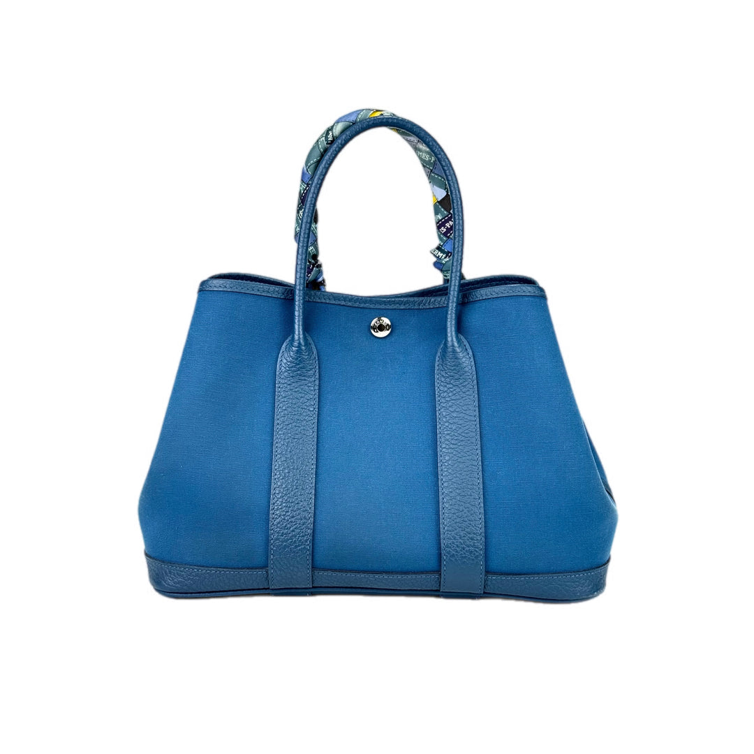Hermes Garden Party Bag 30cm Canvas Blue