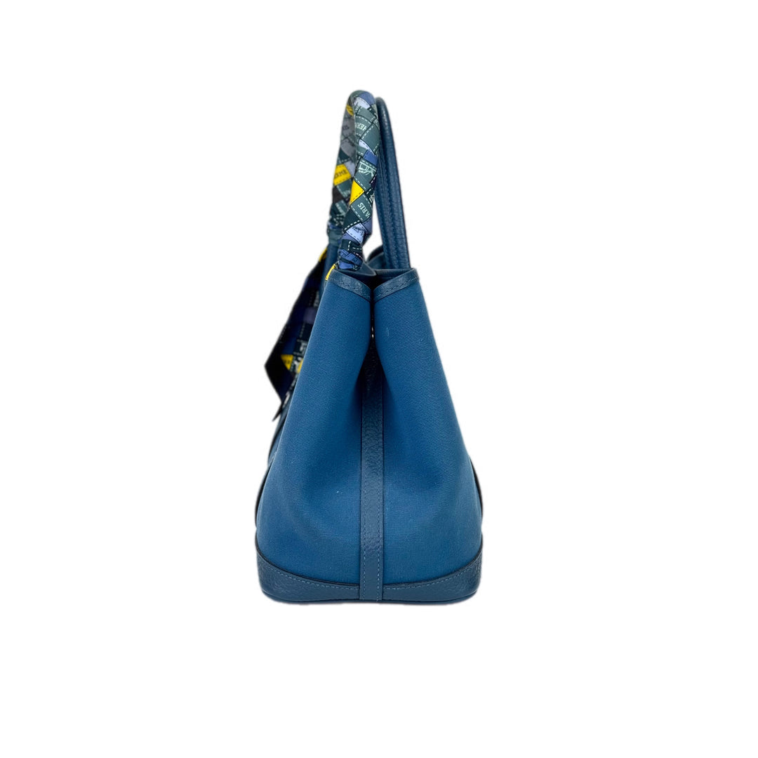 Hermes Garden Party Bag 30cm Canvas Blue