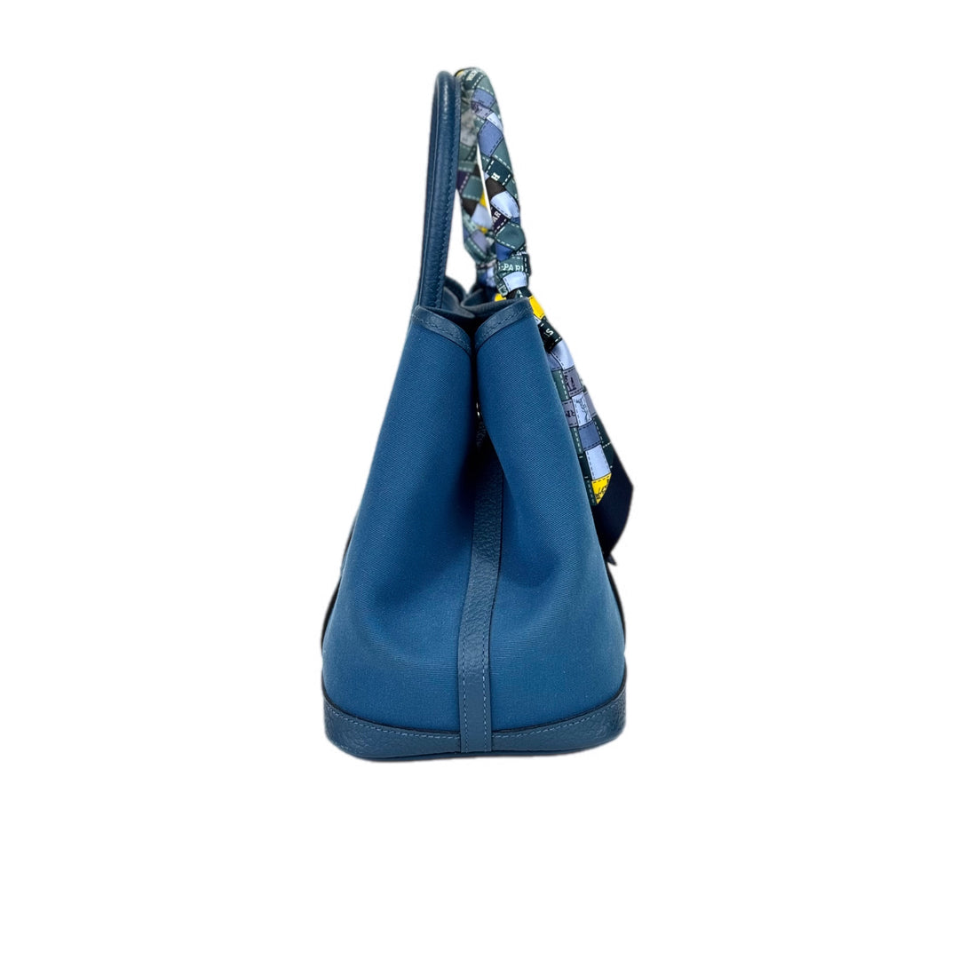 Hermes Garden Party Bag 30cm Canvas Blue