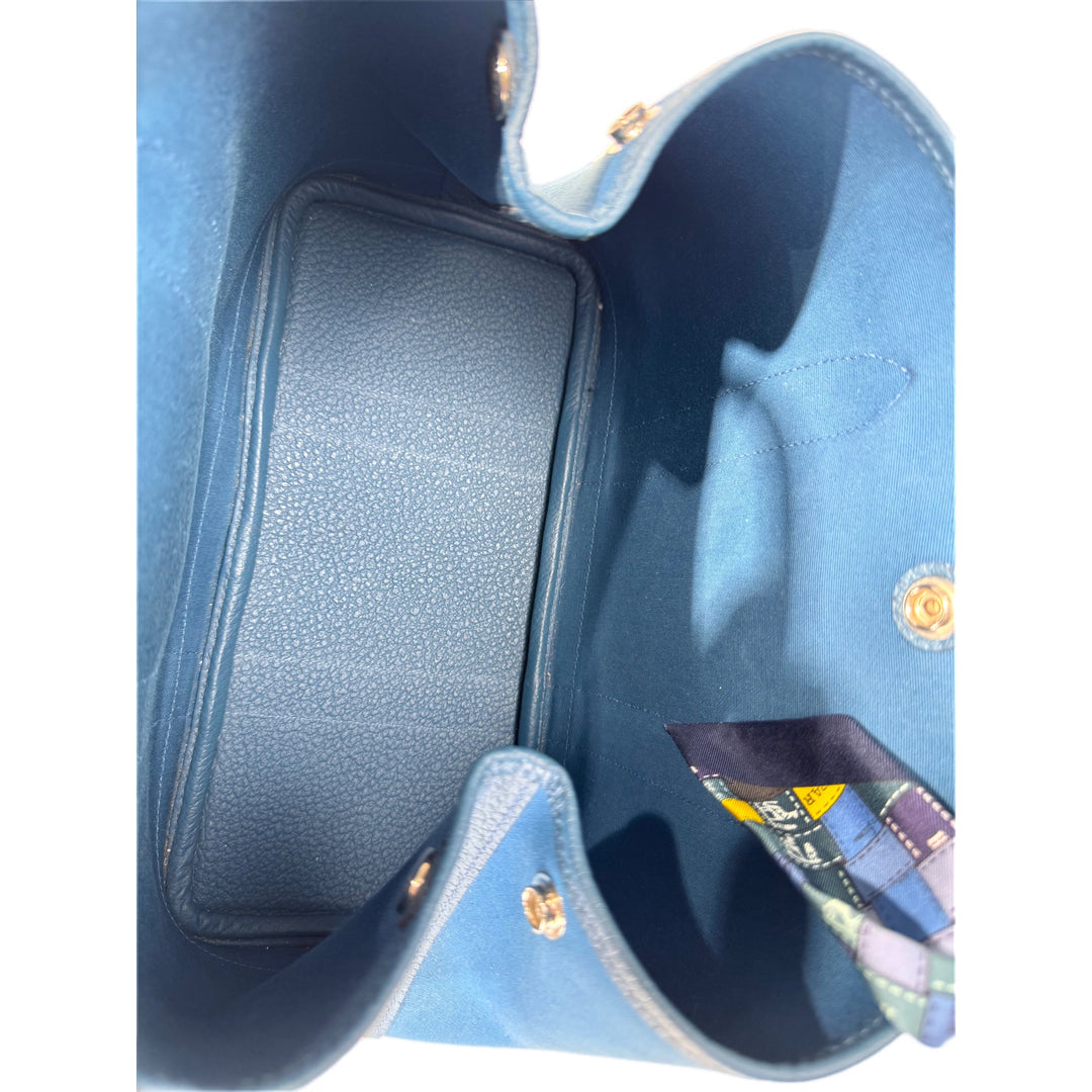 Hermes Garden Party Bag 30cm Canvas Blue