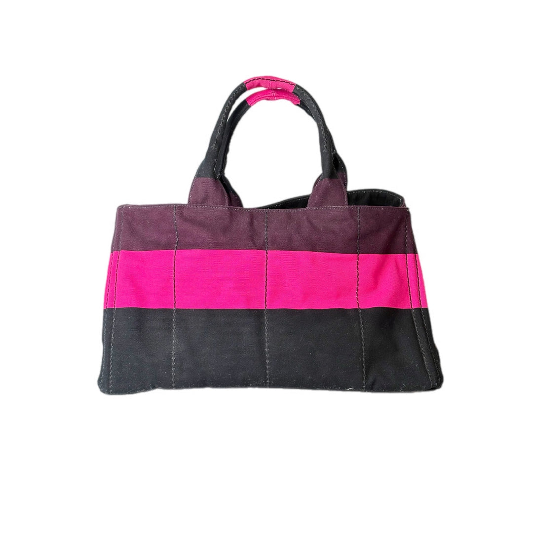 Prada Canvas Tote Bag Pink Burgandy