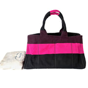 Prada Canvas Tote Bag Pink Burgandy