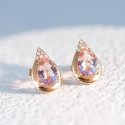 Natural Pear Morganite Diamond Earrings D3.755ct. 18K