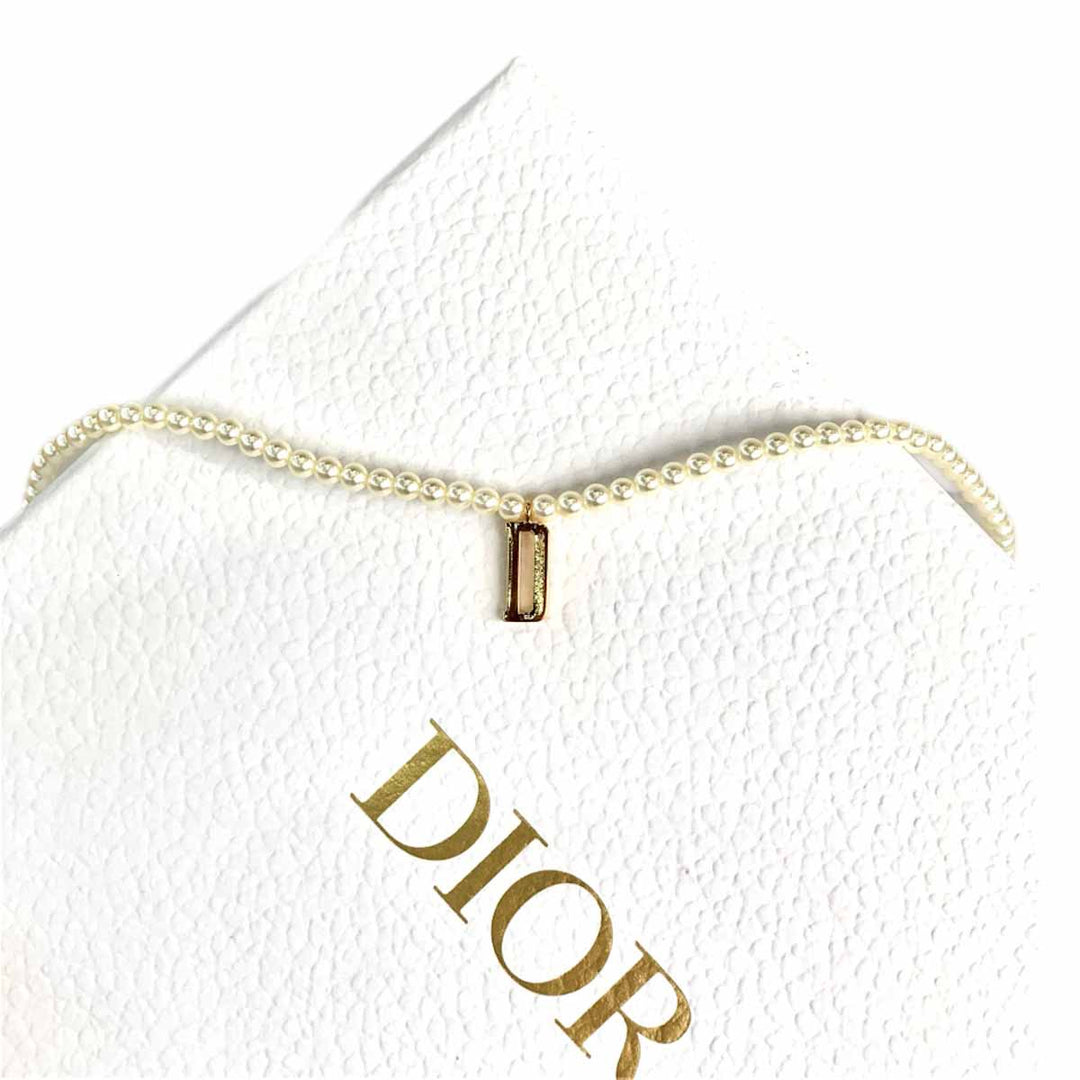 Dior Letter D Pearl Necklace