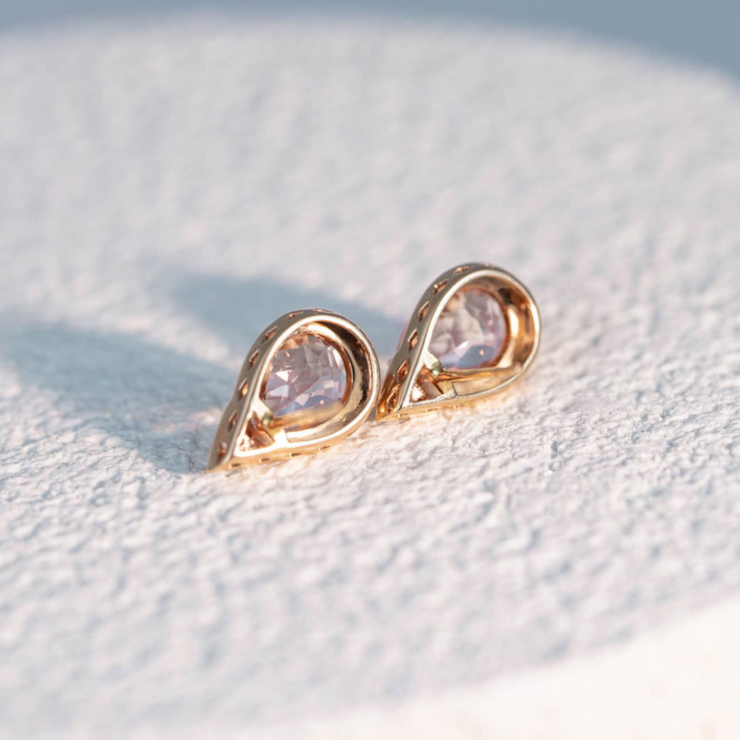Natural Pear Morganite Diamond Earrings D3.755ct. 18K