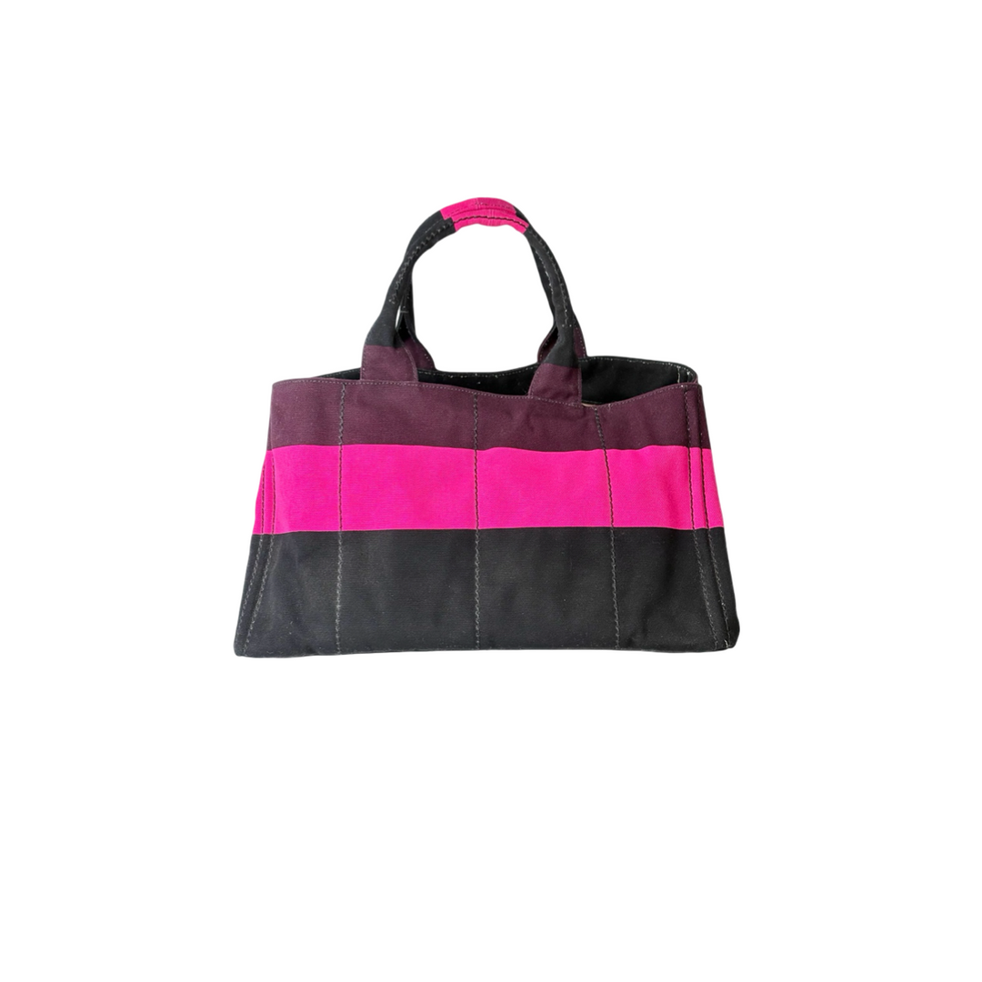 Prada Canvas Tote Bag Pink Burgandy