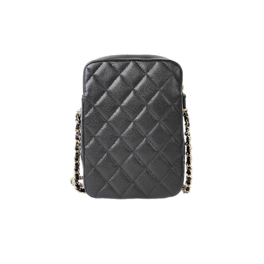 Chanel Caviar Black Phone Case Chain Bag