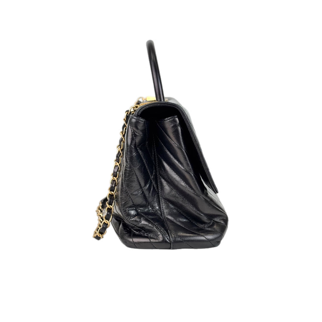 Chanel Coco Handle Black/Gold Medium Aged Calfskin Bag