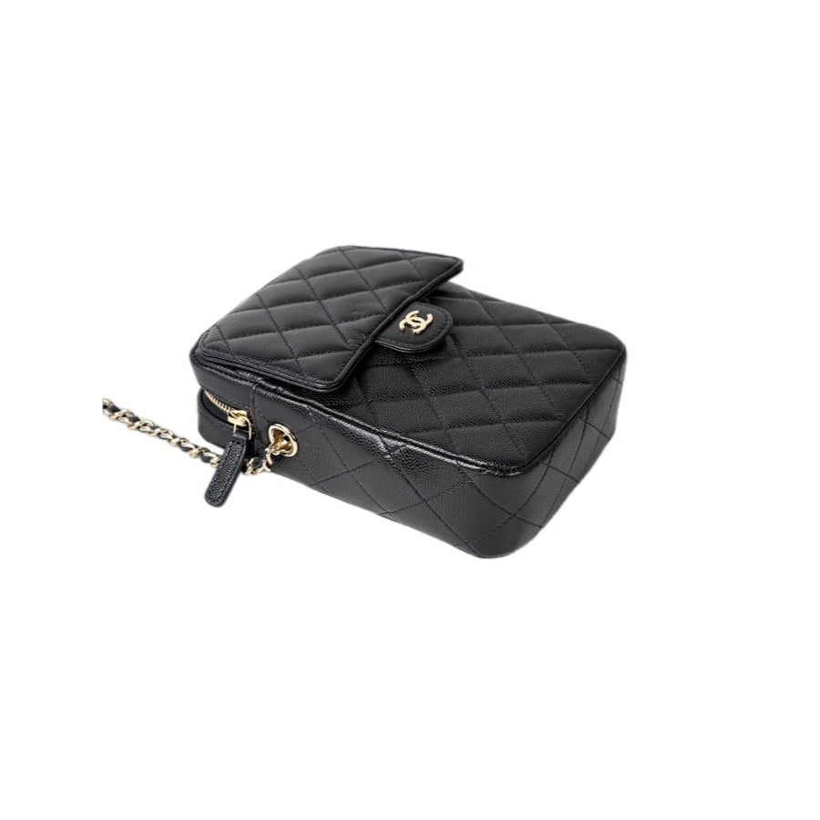Chanel Caviar Black Phone Case Chain Bag