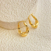 18K Solid Yellow Gold Hoop Earrings,GRC