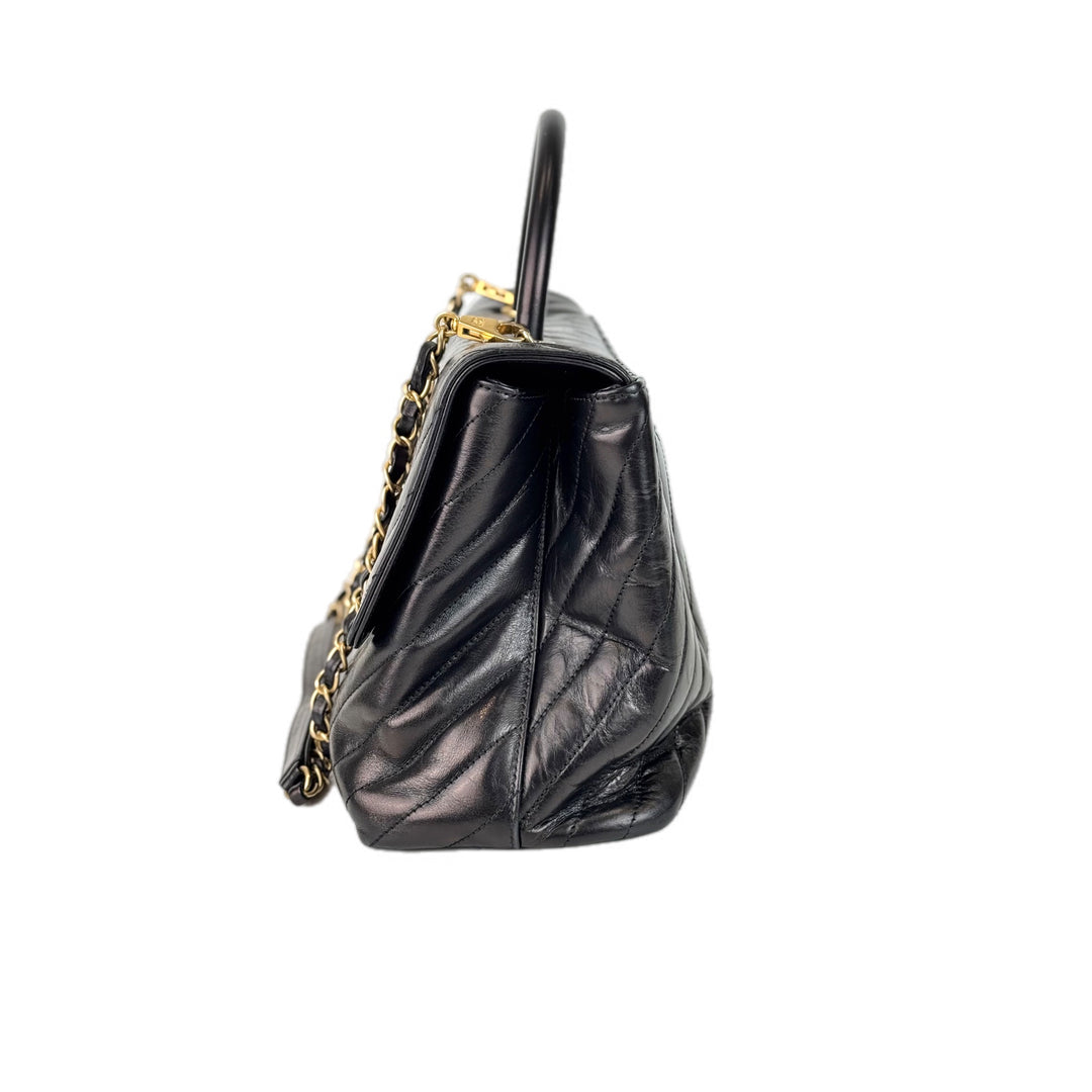 Chanel Coco Handle Black/Gold Medium Aged Calfskin Bag