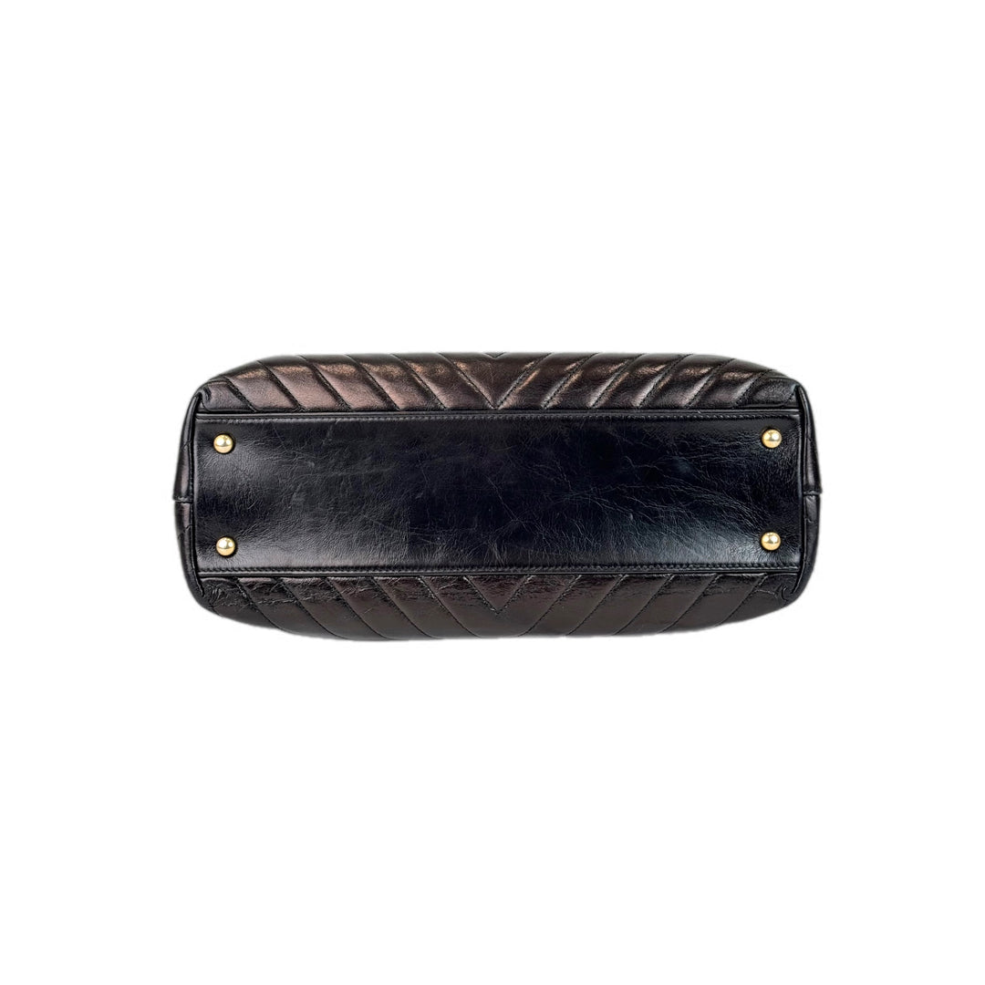 Chanel Coco Handle Black/Gold Medium Aged Calfskin Bag