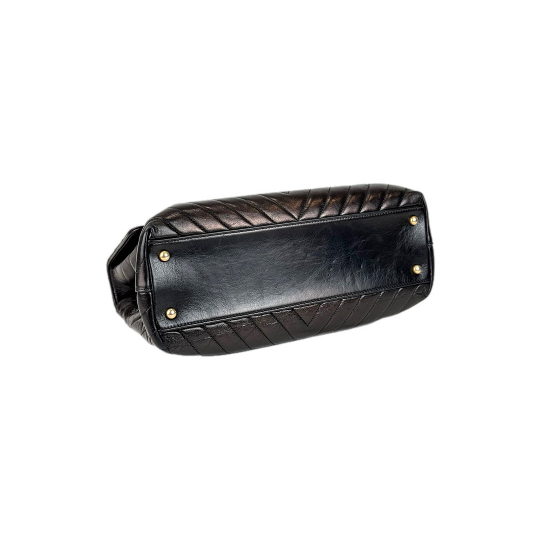 Chanel Coco Handle Black/Gold Medium Aged Calfskin Bag