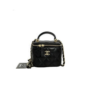 Chanel Black Lambskin Mini Vanity Box with Top Handle