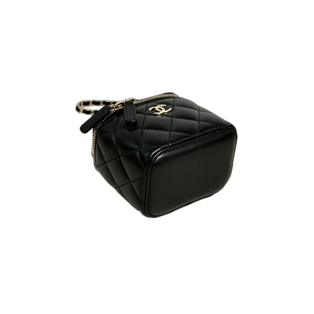 Chanel Black Lambskin Mini Vanity Box with Top Handle