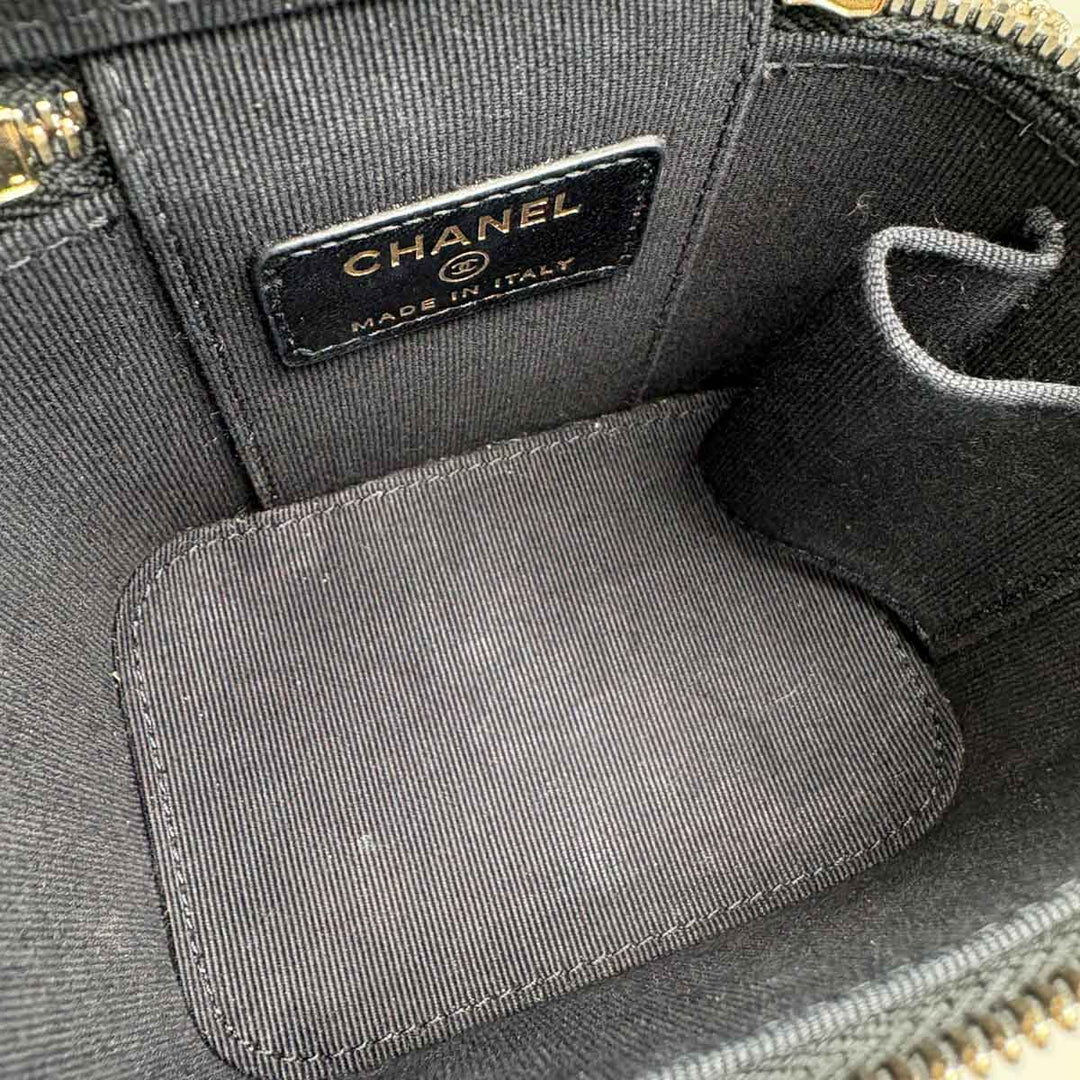 Chanel Black Lambskin Mini Vanity Box with Top Handle