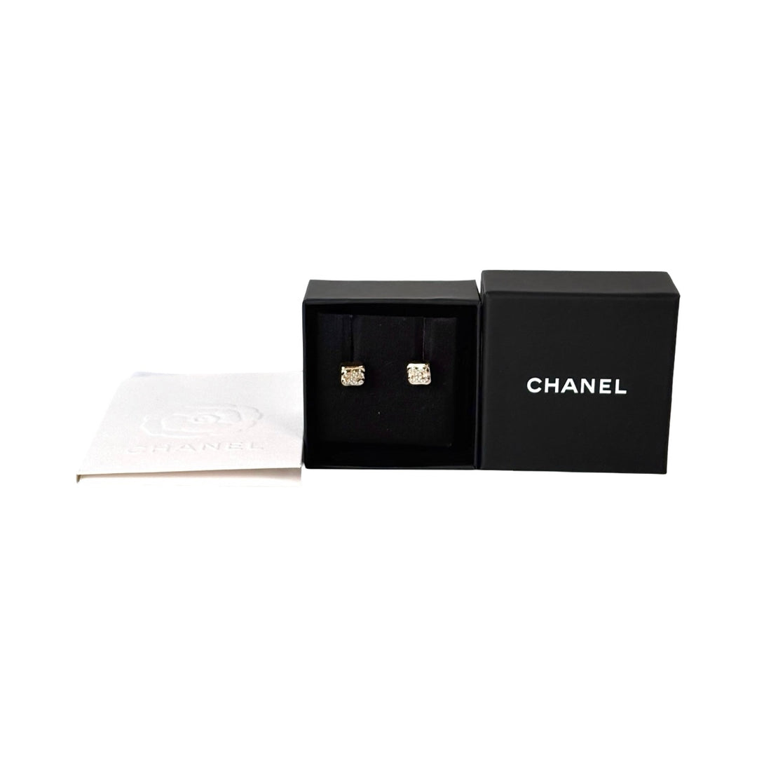 Pre-owned Chanel 24C Mini Square CC Earring in Gold Metal, Crystal - photo 2