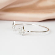 Natural White Diamond Five pointed Star Open Bangle D0.32ct d0.36ct 18K Gold