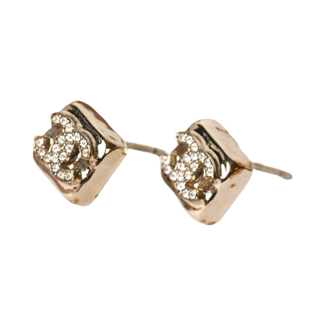Pre-owned Chanel 24C Mini Square CC Earring in Gold Metal, Crystal - photo 5