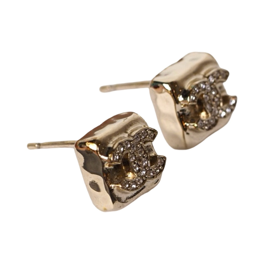 Pre-owned Chanel 24C Mini Square CC Earring in Gold Metal, Crystal - photo 4