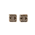 Pre-owned Chanel 24C Mini Square CC Earring in Gold Metal, Crystal
