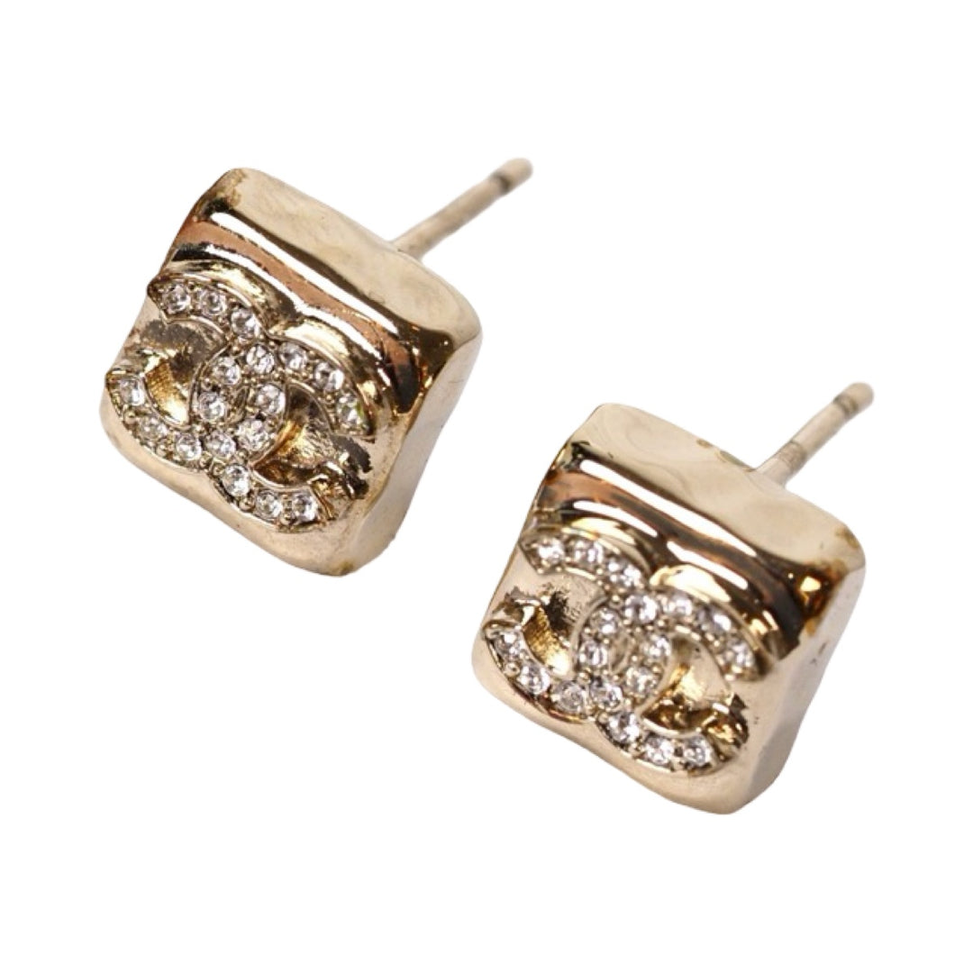 Pre-owned Chanel 24C Mini Square CC Earring in Gold Metal, Crystal - photo 6