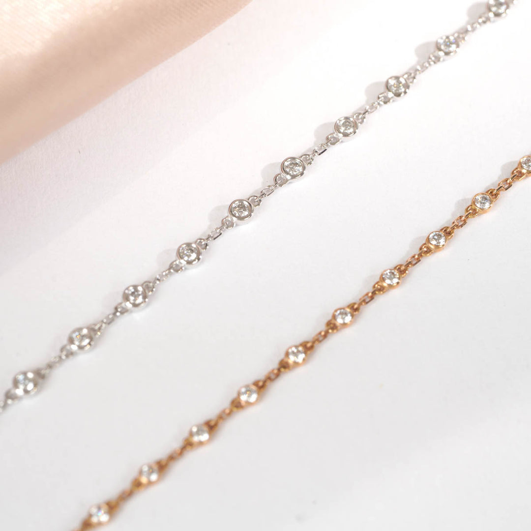Natural White Diamond Bracelet Babysbreath D0.32ct, 18K Gold