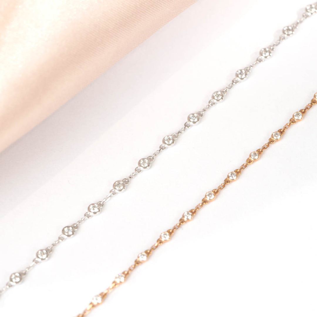Natural White Diamond Bracelet Babysbreath D0.32ct, 18K Gold