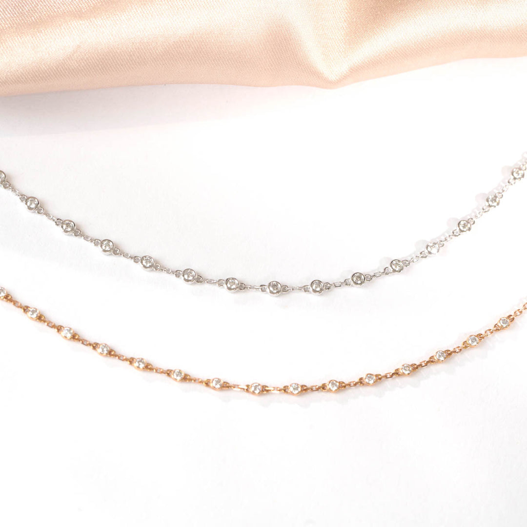Natural White Diamond Bracelet Babysbreath D0.32ct, 18K Gold