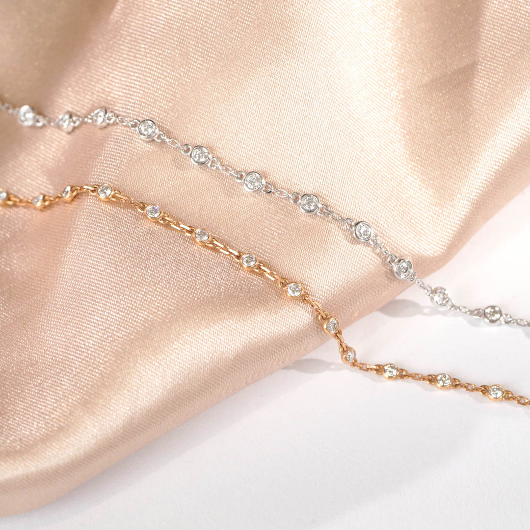 Natural White Diamond Bracelet Babysbreath D0.32ct, 18K Gold