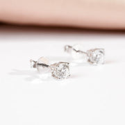 Natural White Diamond Stud Earrings D0.31+0.31ct, 18K Gold