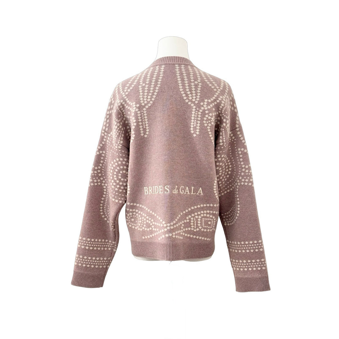 Hermes Pink Cashmere Embroidered Cardigan #36