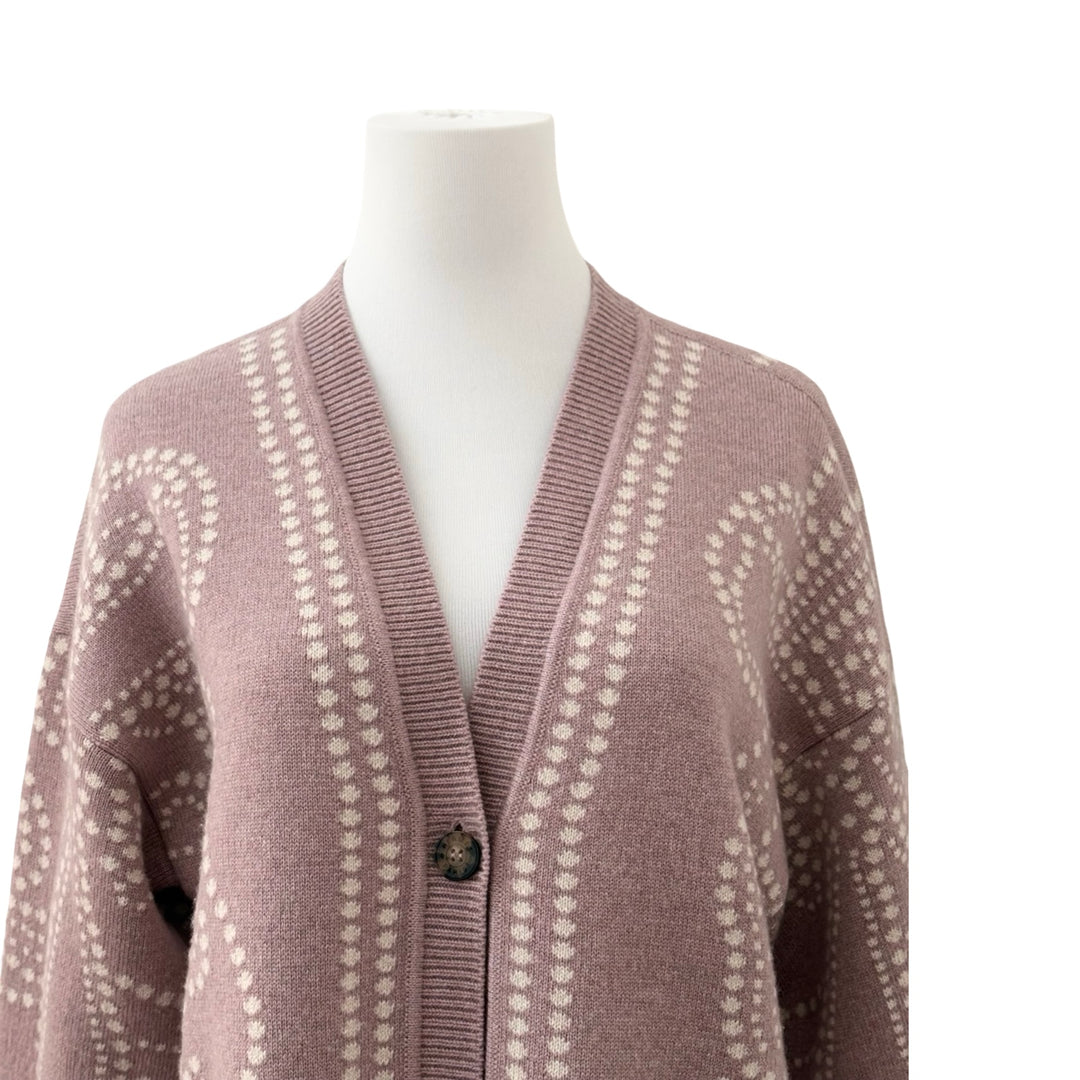 Hermes Pink Cashmere Embroidered Cardigan #36