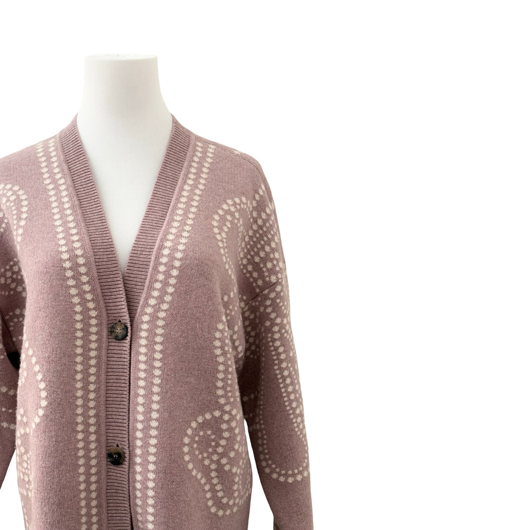 Hermes Pink Cashmere Embroidered Cardigan #36