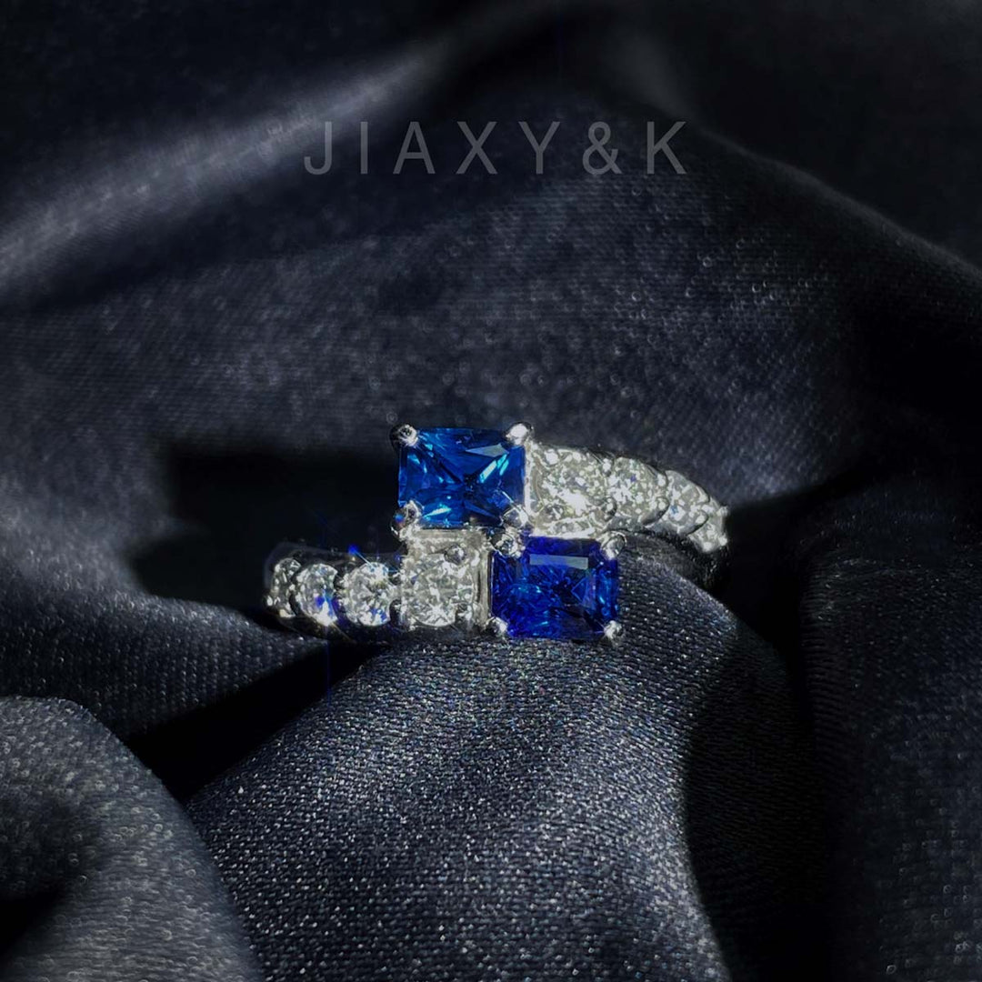 Natural Sri Lanka Sapphire Diamond Ring D1.17ct d0.55ct. PT900